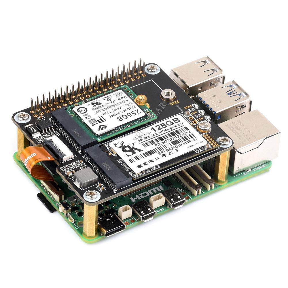 Raspberry Pi 5 Dual SSD Expansion Board - PCIe To M.2 NVMe Adapter 2CH-M.2-HAT+