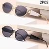 2PCS New Oval Metal-framed Sunglasses Are Fashionable, Fresh And Uv-resistant, Unisex Glasses 2426