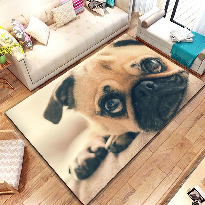 Lovely Pug Dog Water Absorption Anti-Slip Door Mat Cartoon Cute Animal Carpets Bedroom Rugs Decorative Stair Mats Home Decor