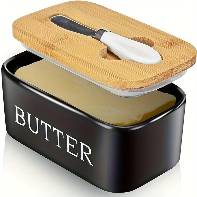 1Pc Luxury Large Butter Dish With Lid - Ceramic Countertop Butter Keeper, High-Quality Sealed And Easy-To-Clean Design - Perfect Kitchen Gift