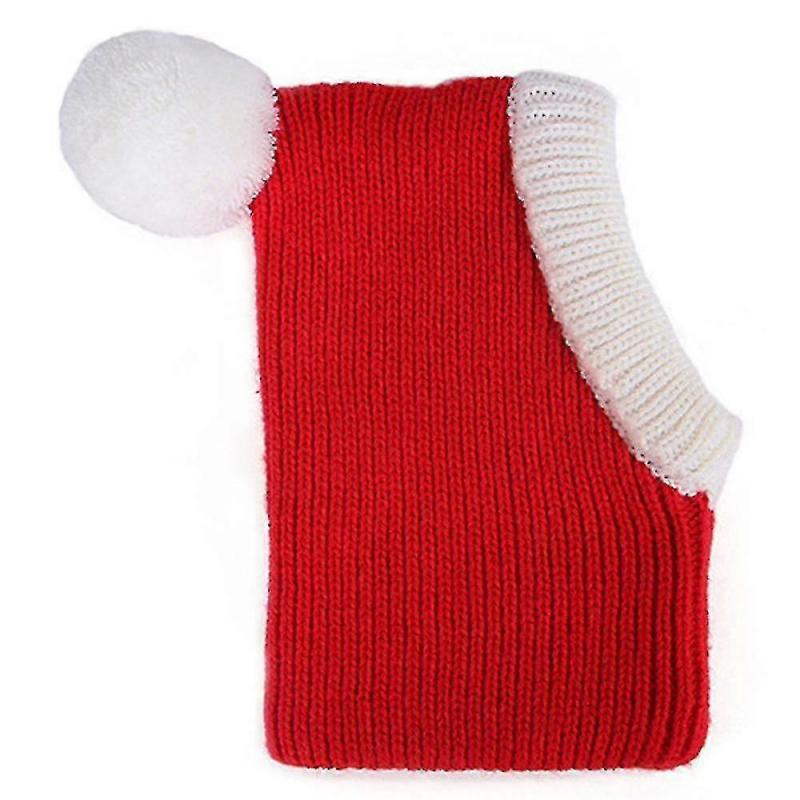 Christmas Dog Hat Crocheted Snood Funny Pet Cap With Pompon Red Green Warm Winter Dog Hat Knit Snood Headwear