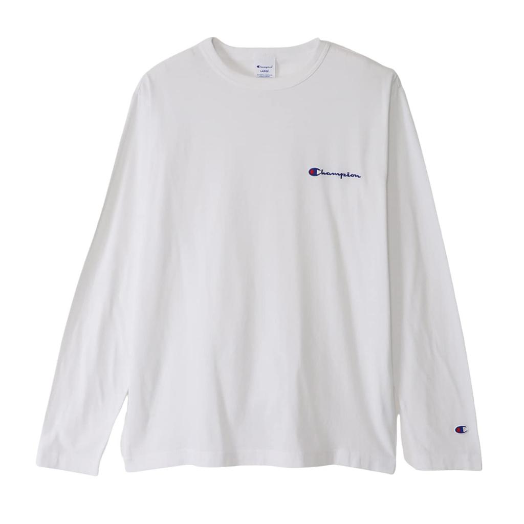Long Long Round Script Long Sleeve Basic M [Champion] T-shirt, Sleeve, Neck, 100% Cotton, Embroidery, Logo, T-Shirt, C8-W420Z, Men's, White,