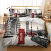 3D Print Bed Linen Set London City Landscape Big Ben Red Phone Cell Bus Print Bed Set Set Quilt Duvet Cover + Pillow
