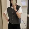 Japanese Style Simple Solid Color Vest Round Neck for Versatile Outerwear Spring and Autumn Gentle Single Breasted Shoulder Knitted Vest for Women
