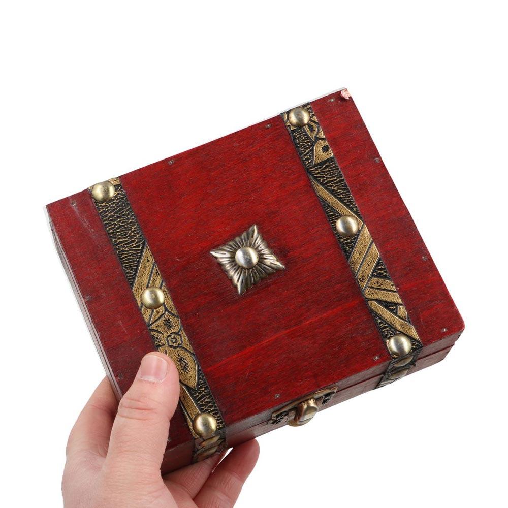 Wood Treasure Chest Antique Style Jewelry Box Vintage Storage Box Daily Necessities