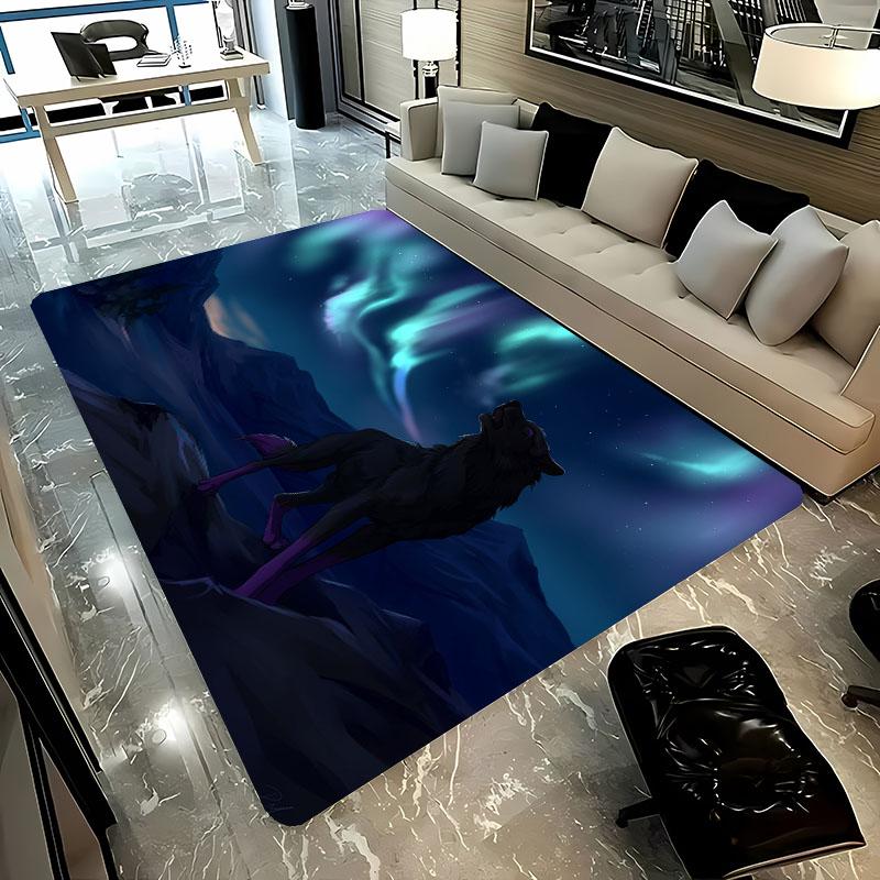 Ковры с мультяшным волком для 3D-печати большой площади для дома, гостиной, детской спальни, дивана, придверный коврик, кухонные напольные коврики, противоскользящий декор