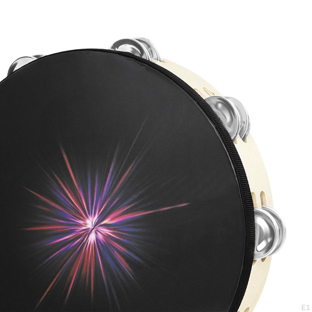 Double Row Tamborines Drum Tambourine 10 Inch Wooden Music Toy Lightweight Musical Instrument