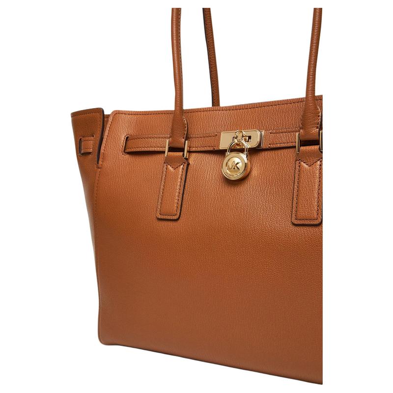 Michael Kors Hamilton Moderne Золотая Фурнитура Застежка-молния Кожаная Сумка-тоут На плечо Большая Женская Красно-коричневая