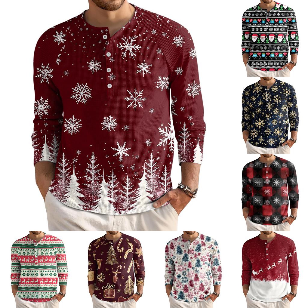 Мужской свободный повседневный топ с длинным рукавом и воротником на пуговицах