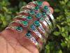 Green Onyx Gemstone 925 Sterling Silver Plated 10 PCs Cuff Bangle VI-92