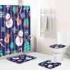 3D Printed Christmas Waterproof Shower Curtain Toilet Four-Piece Combination Set Household Doormat Floor Mat Carpet