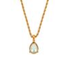 Rz Vintage Non-Tarnish Snake Chain Cross Water Drop Pendant Necklace Stainless Steel 18K Gold Plated Birthstone Women's