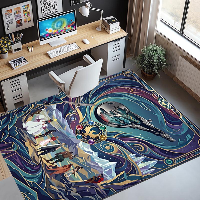 Final Fantasy Pattern Rug, Indoor/Outdoor Mat, for Picnic, Gameroom, Bedroom, Office, Living Room, Home Decor Carpet, Birthday Gift