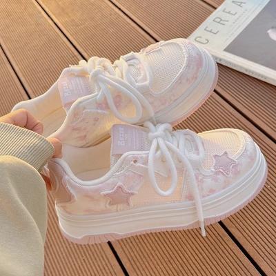 Кроссовки Лето Новые Подростковые Девочки Кеды Обувь для Средних и Старших Детей Маленькие Белые Туфли Студенческие Одинарные Туфли Сетчатые Туфли