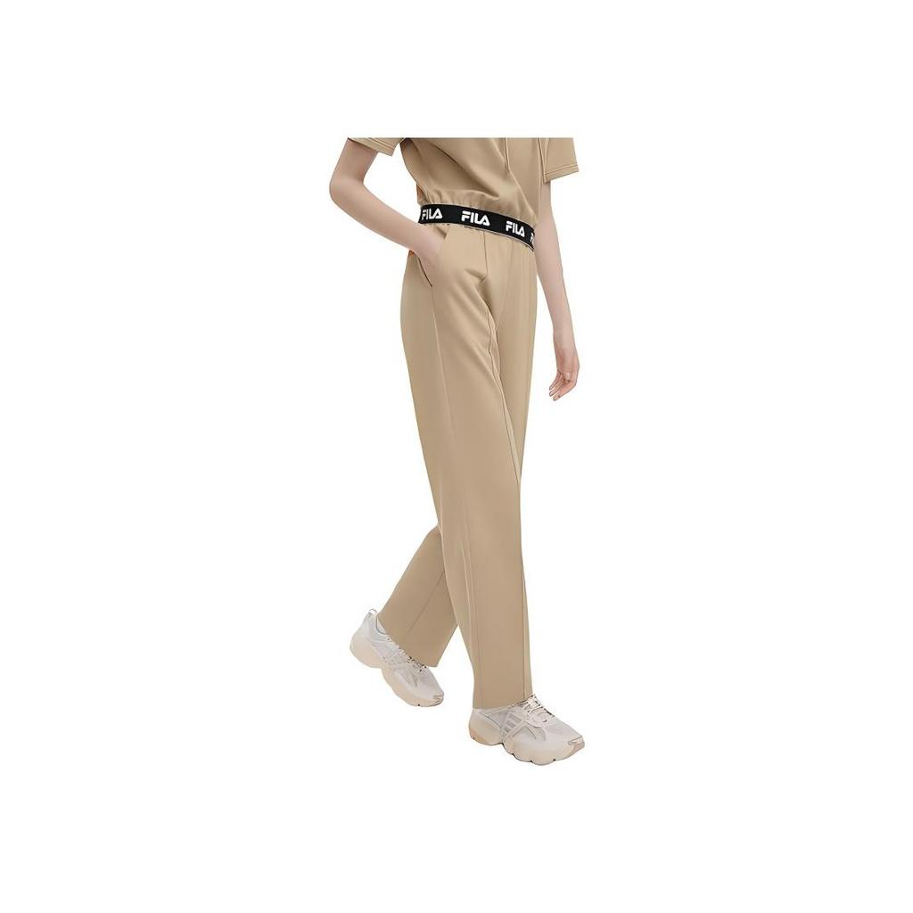 Fila X Magic Stick Collaboration SS23 Однотонные трикотажные повседневные брюки прямого кроя Женский низ Светло-хаки F11W329606FDK