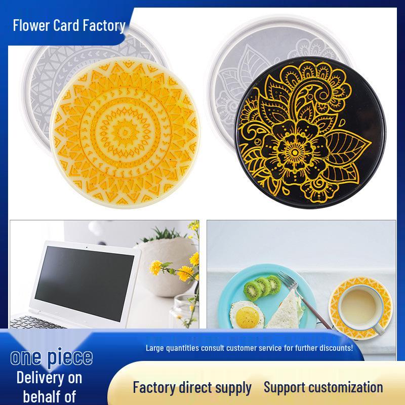 Mandala Pattern Round Resin Coaster Silicone Mold Set for DIY Epoxy and Plaster