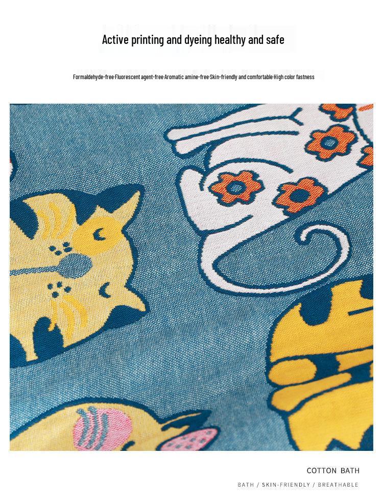 Extra Large Cotton Gauze Cartoon Bath Towel - Soft, Quick-Drying for Adults & Kids