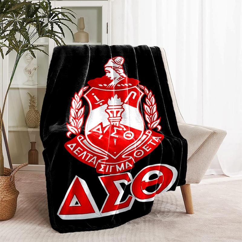 1pc Blanket Delta Sigma Theta logo Print Design, Lightweight Blanket for Sofa, Bed- Soft &Warm, Gift for All Seasons like Christmas, Halloween