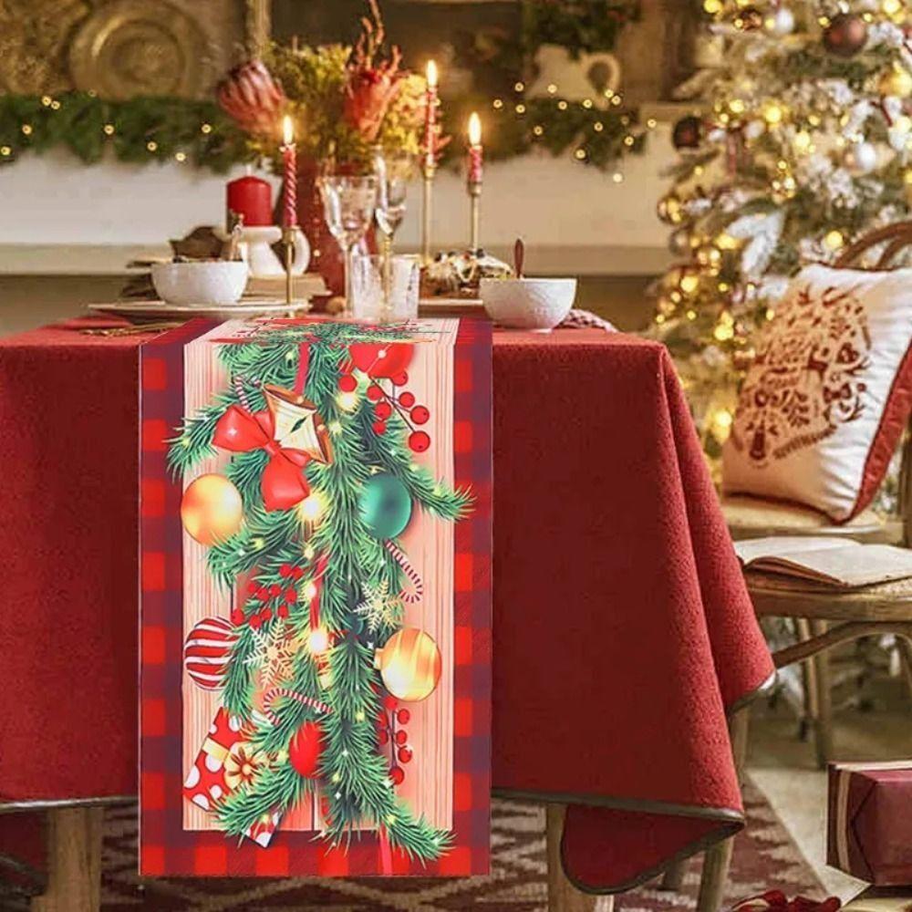 New New Year Christmas Table Runner Xmas Party Flag Cover Christmas Table Flag Navidad Gift Christmas Tablecloth Party Ornament