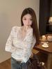 In-Stock V-Neck Lace Long-Sleeve Shirt - Autumn New Style Hot Girl Fit