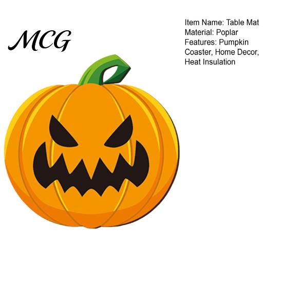 Halloween Coaster Wooden Pumpkin Coaster, Non-Slip Table Mat, Heat Stable Non-slip Insulation Waterproof for Holiday Party Home Decor Accessory