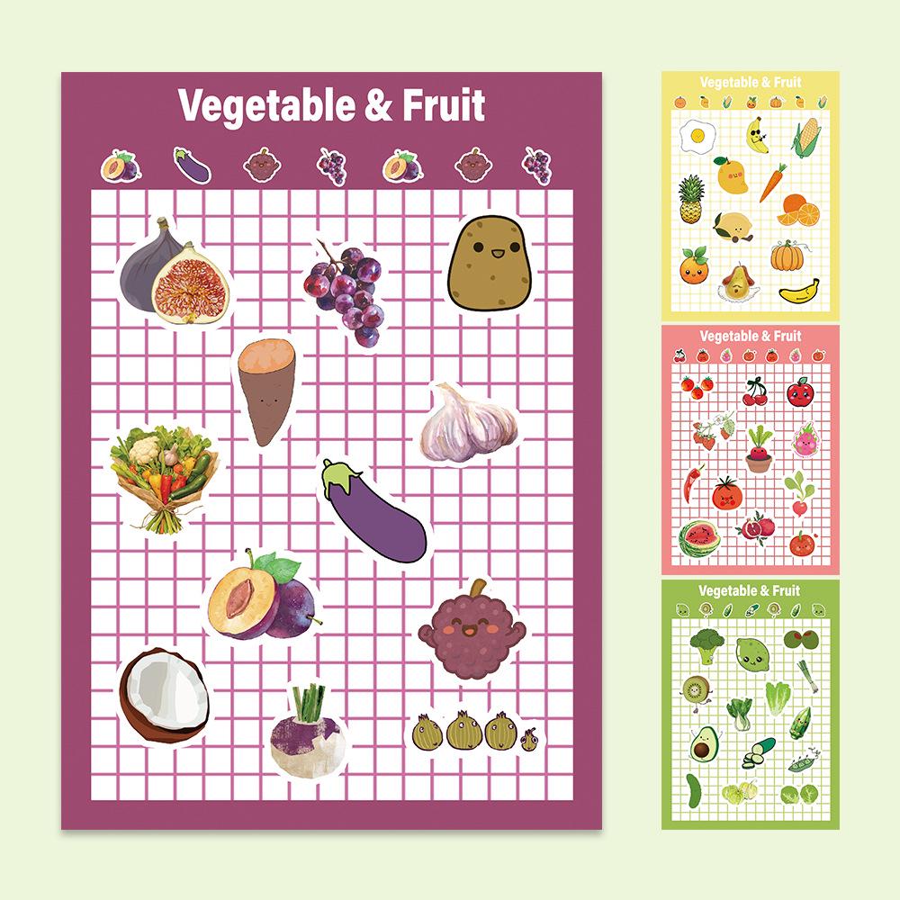 Fruit & Veggie Smiley Face Reward Stickers: Pineapple, Banana, Watermelon, Corn, Grape (4 Sheets)