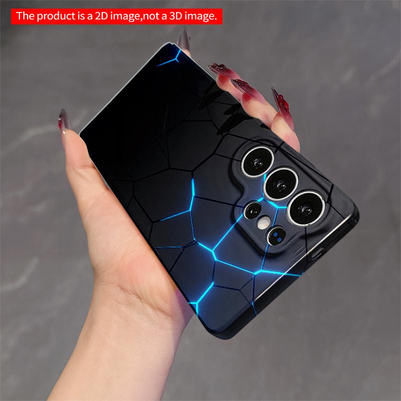 2DFlat Samsung phone case Glowing Blue Hexagon Geometric Phone Case Applicable to Galaxy S22 S23 S24 S25ULTRA S26 A12 A13 A14 A15 A16
