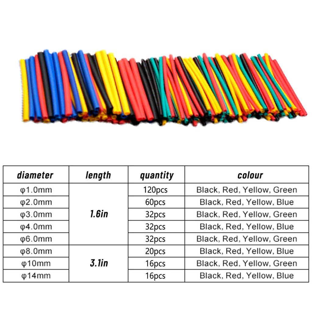 328 Pieces Electric Insulation Heat-Shrink Tube Wire Shrink Wraps Assortment Kit Eco-Friendly Material Easy to Use