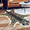 Tiger Print Faux Cashmere Floor Mat With Shaped Design For Bedroom Use