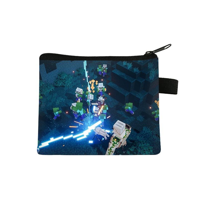 Minecraft zipper coin purse polyester printed children's small purse student portable storage bag