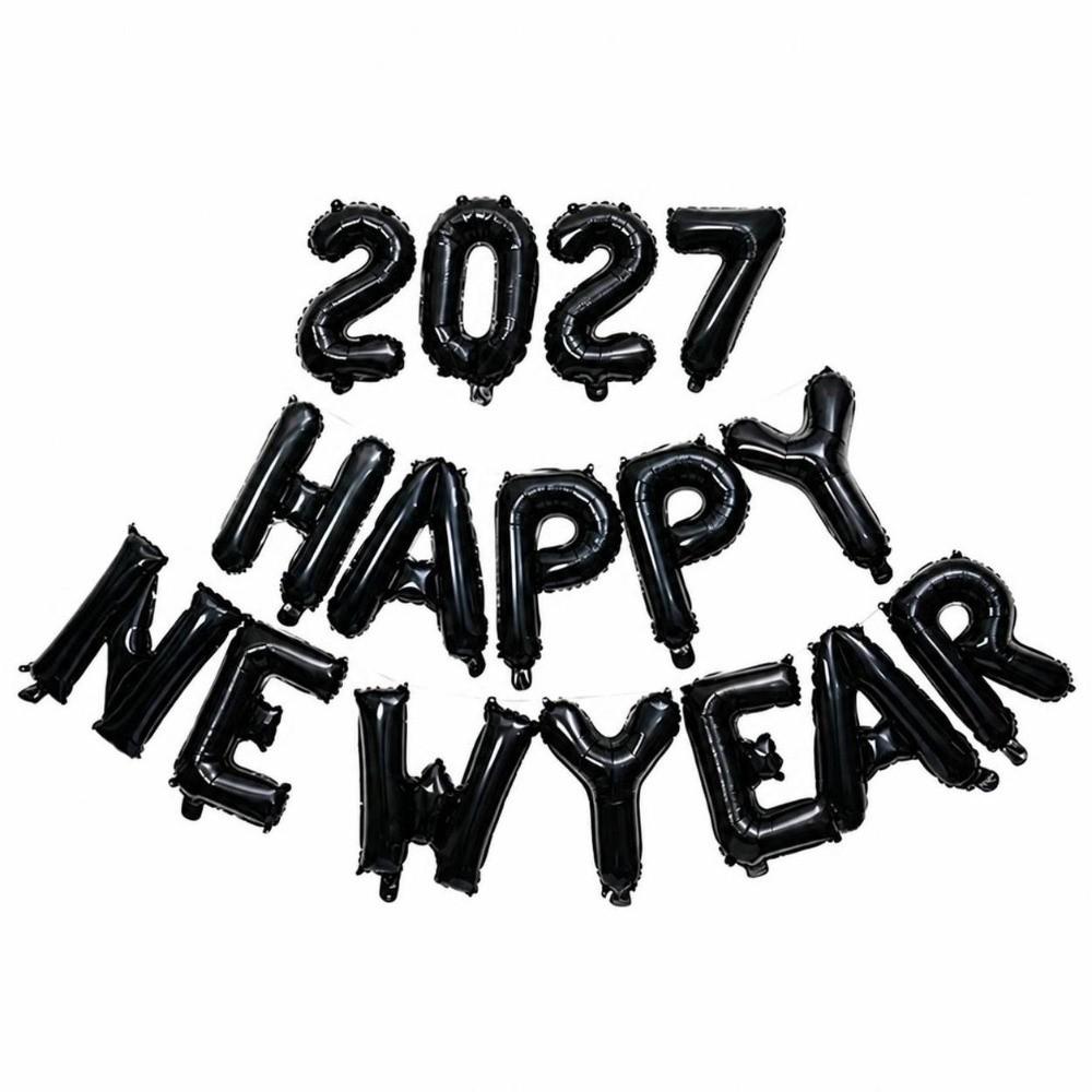 Holiday Ornaments Colorful Foil Balloons Happy New Year 2027 16 inch Balloon Set