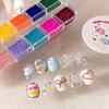 12Grids 3D  Dopamine Colorful Micro Caviar Nail Beads 0.8mm Colorful Mini Round Beads Nail Rhinestones Cute Nail Beads Charms D3