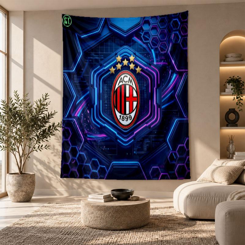Decorative Tapestry,AC Milan Printed Wall Art, Lightweight Wall Hanging For Bedroom Background