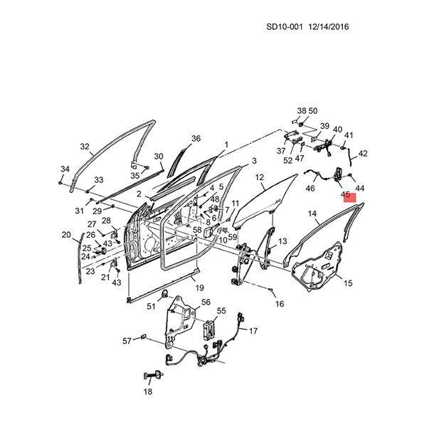 19210215 Привод замка передней правой двери для Cadillac SLS 05-11 (8-контактный)