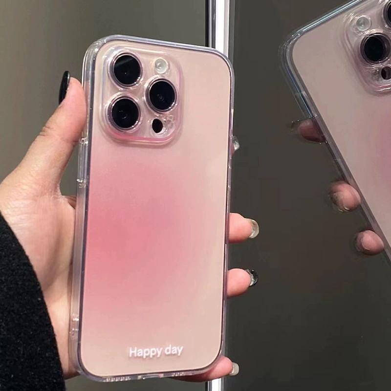 Роскошный градиентный розовый прозрачный чехол для телефона для iPhone 11 12 13 14 15 16 Pro Max X XR XS 8 Plus Модный противоударный бампер