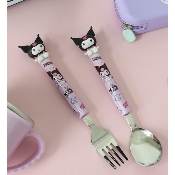 Lilpang Kuromi Figure Tongtong Mascot Spoon + Fork Set, Mixed Colors, 1 Set