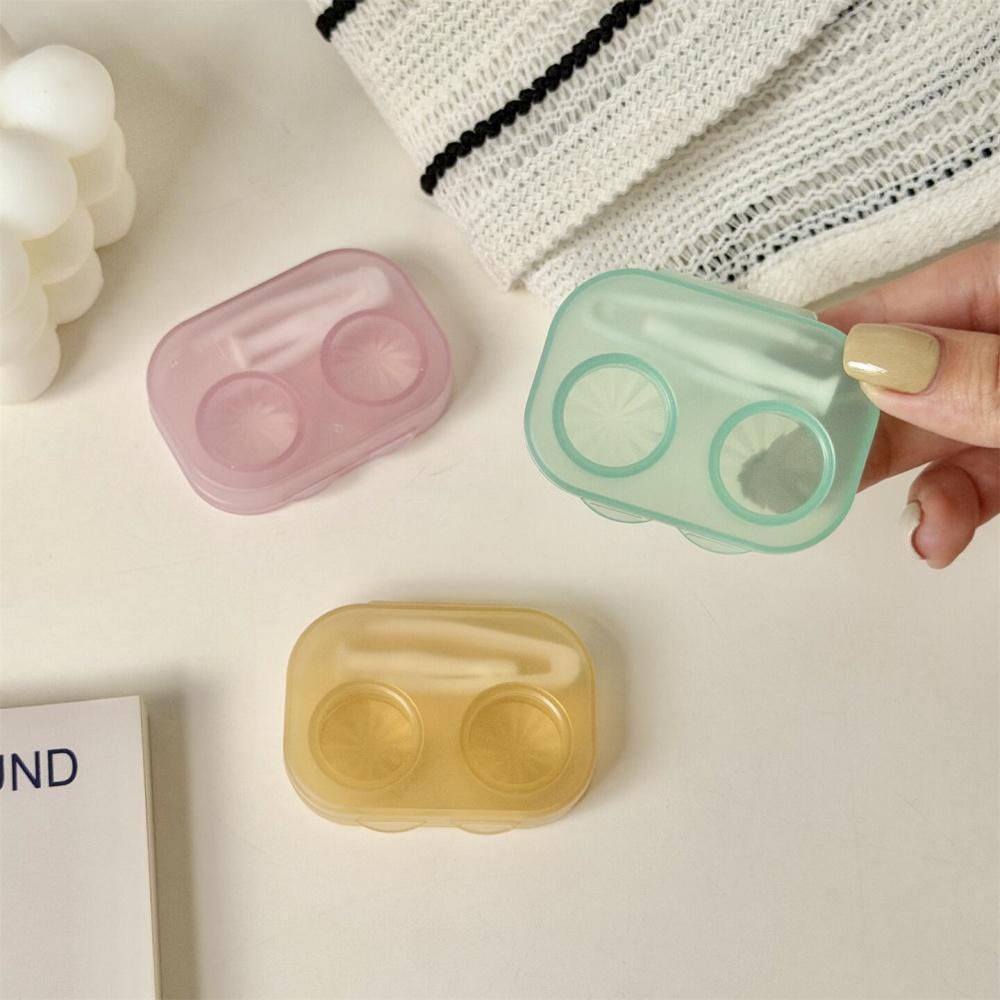1pc Ins Contact Lens Box Portable Transparent Minimally Integrated Companion Box Girls Travel Contact Lens Case with Tweezers
