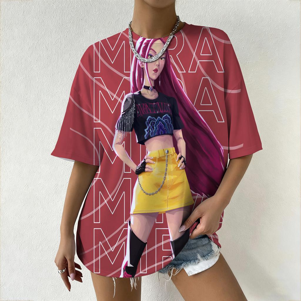 Новая женская футболка с графическим принтом KPop Demon Hunters Аниме Модная повседневная уличная одежда для стильных фанатов