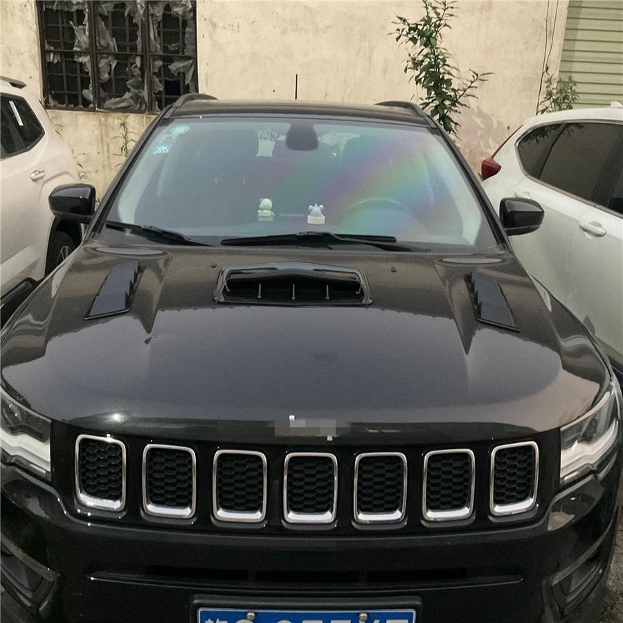 Carbon Fiber Look ABS Car Air Flow Intake Hood Shark Fins Scoop Vent Bonnet Decorative Cover Universal