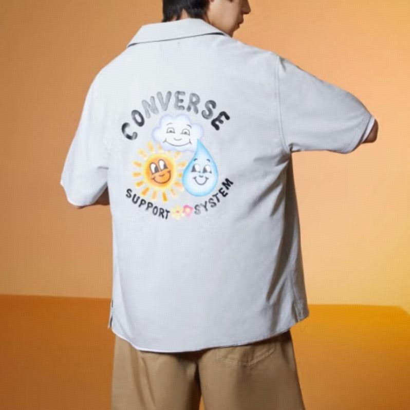 Converse Skate Woven Polo Shirt Asia Sizing 'White' Men's 10024751-A02