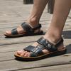 Men's Summer New Sandals and Slippers Men's Leather Sandals Adult Thick-soled Beach Shoes Non-slip Open-toe Leather Sandals