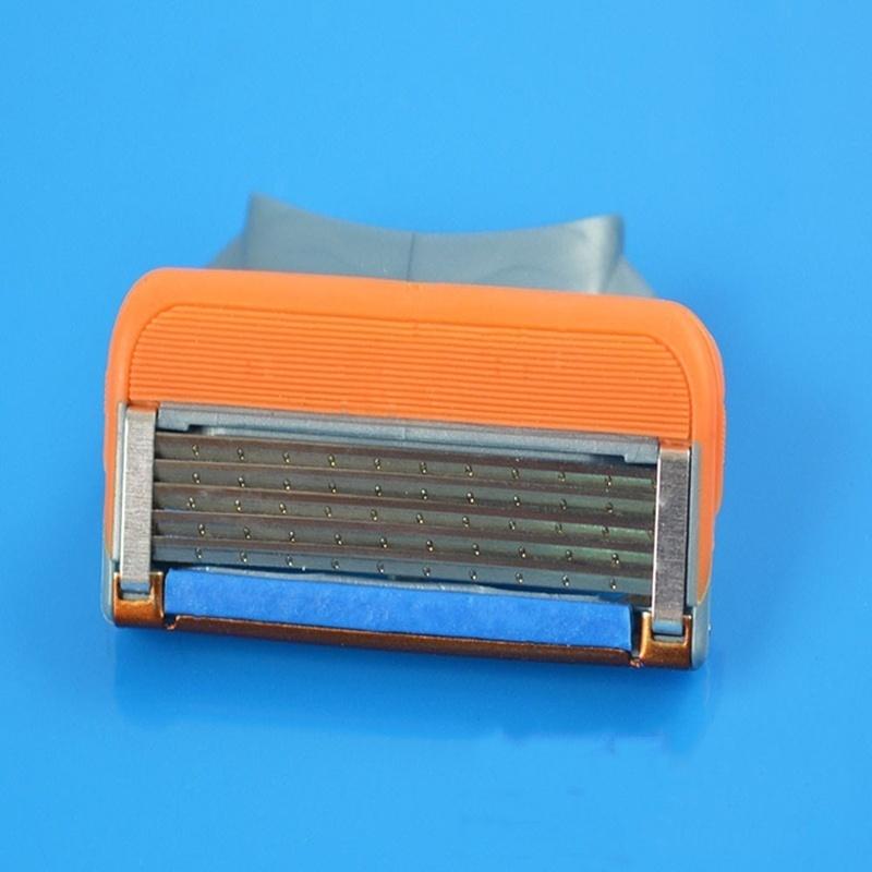 4pcs/lot 5 Layer Blades Men's Face Shaving Razor Blades Shaver Blades For Men Sharpener High Quality Razor Blade Mache 5 (Color: Orange)