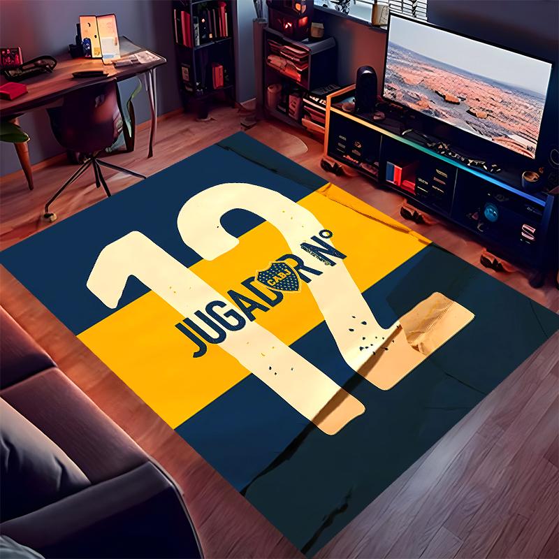 1pc Club Atlético Boca Juniors Print Area Rug - Soft,Washable Non-Slip Indoor Mat for Office Chairs,Living Room,Home Office Decorative Rug
