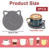 2 PCS Cute Coasters, Absorbent Fabric Mug Pads Cat Ear Shape Large Size Coasters for Drinks Handmade Braided Cotton Coaster for Wooden Table Tabletop