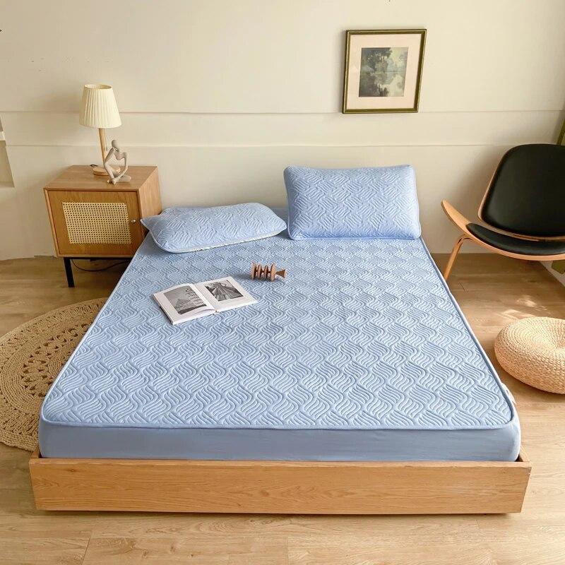 100% хлопок, стеганый наматрасник, зеленый наматрасник для спальни, отеля, односпальная двуспальная кровать размера «queen-size», чехол для кровати размера «queen-size»