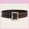 Alternative Punk Faux Leather Belt With Nail Head Embellishments And Metal Buckle For Daily Wear