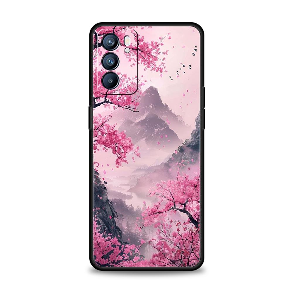 Розовый закат в горах Чехол для телефона для Oppo Reno 13 12 11 10 7 F Find X5 X6 A98 A80 A79 A78 A57 A54 A31 A17 Pro 5G Мягкий ТПУ Чехол