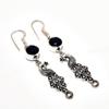 Black Spinel Gemstone Handmade 925 Silver Plated Jewelry Earring 2.46"