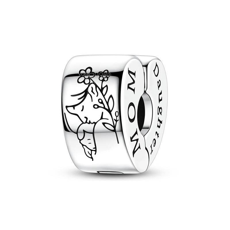 925 Silver Charm Bead Mother's Day Love Heart Family Charms Beads Pendants Fit Bracelet Women Jewelry Gifts