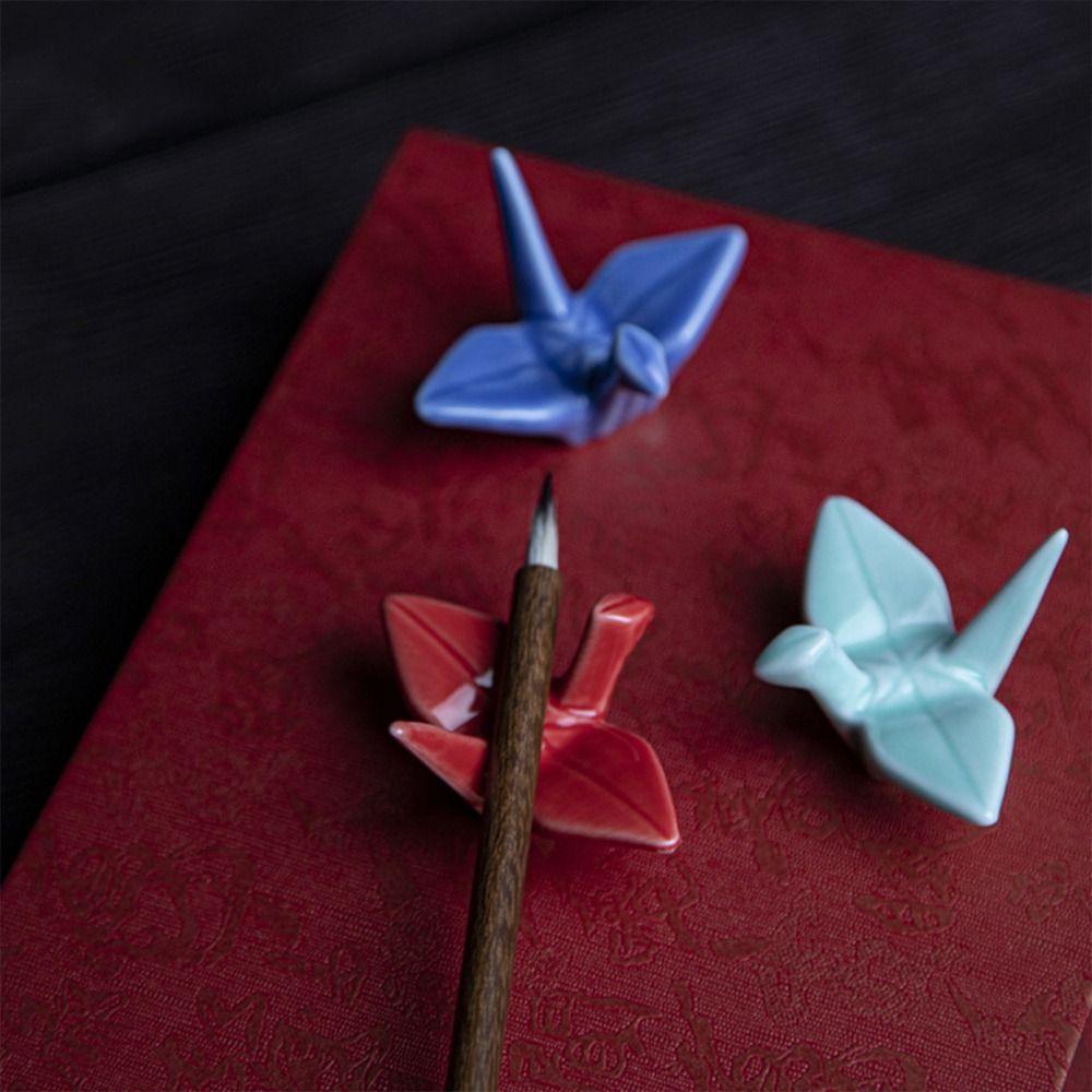 1pcs Desktop Decor Ornament Chopstick Holder Paper Crane Shape Chopsticks Pillow Desktop